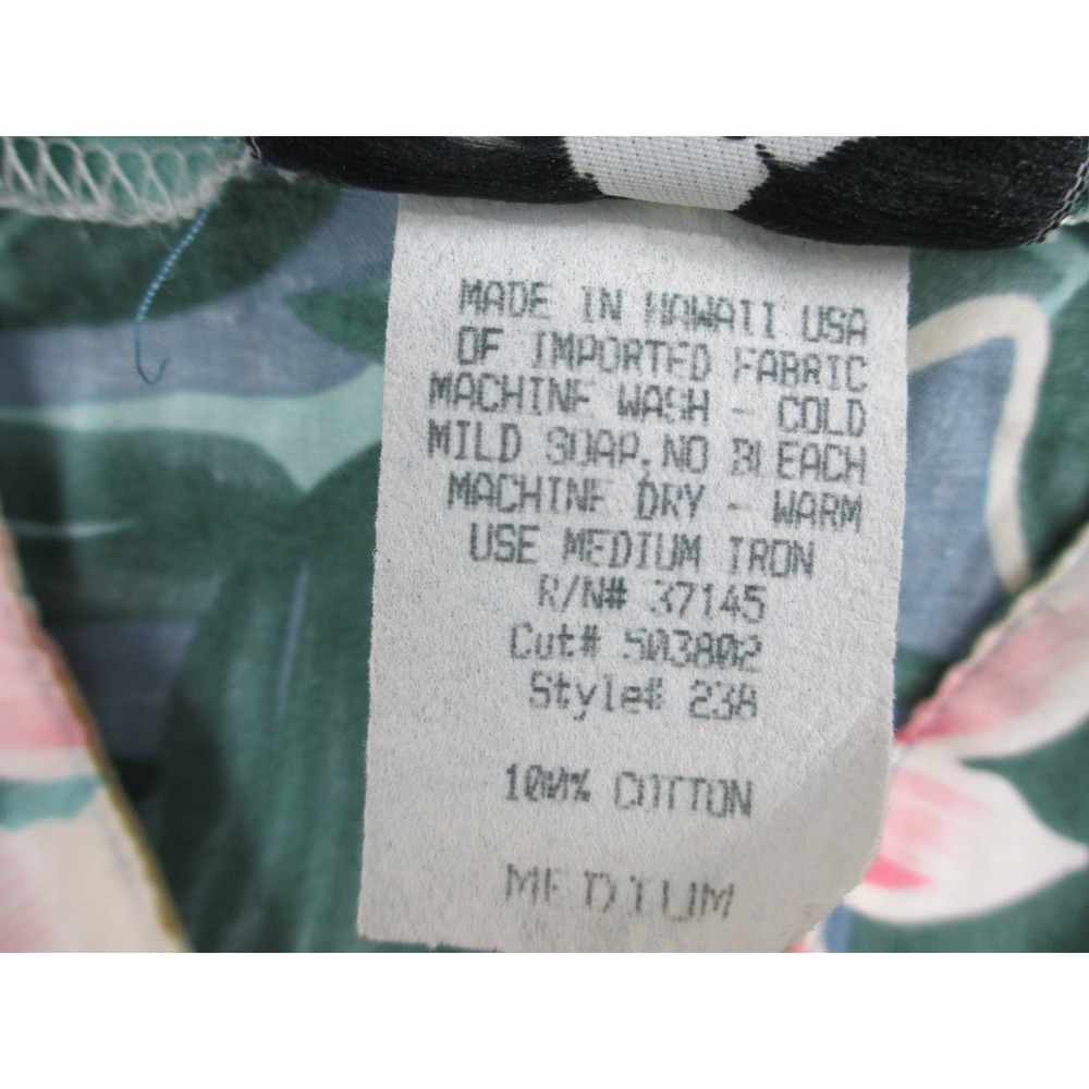 Hilo Hattie Shirt Womens Medium Green Floral Button Up Hawaiian Ladies - Picture 8 of 8